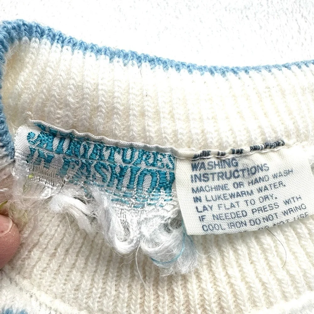 Vintage Miniatures in Fashion 2pc Set Baby Boy Knit Ship Outfit 0-3M Blue Ivory